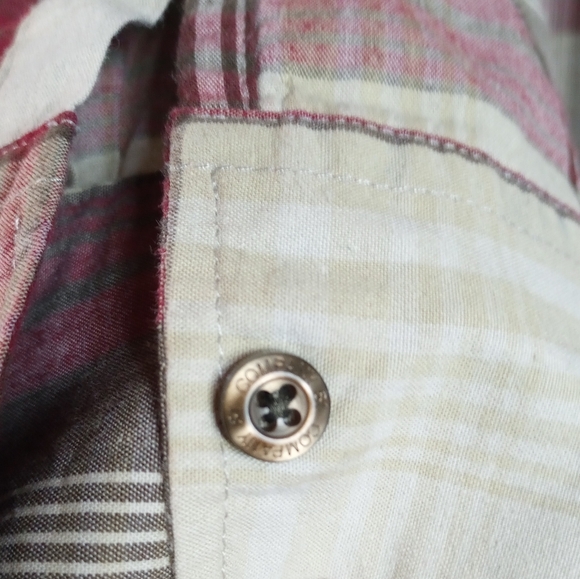 NWOT Company 81 Plaid Button-Down Shirt Red Tan Brown Rodeo Western Cowboy Med - Picture 6 of 6